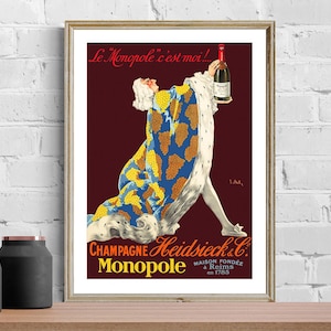 Vintage French Champagne Advertisement Art Print - Reproduction of a Vintage Artwork, Decorative Purposes Wall Decor