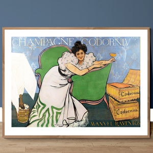 Vintage Spanish Champagne Advertisement Art Print - Reproduction of a Vintage Food Artwork, Decorative Purposes Wall Decor