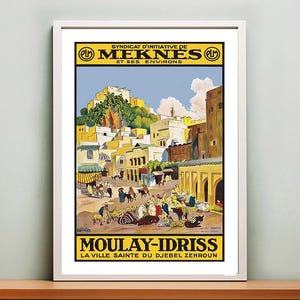 Meknes Moulay-Idriss, Morocco Vintage Travel Poster - Retro Meknes Moulay Idriss Poster / Gift Idea / Wall Decor