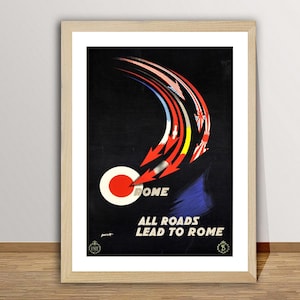 All Roads Lead to Rome Vintage Travel Poster - Travel Memories Poster / Gift Idea / Wall Decor