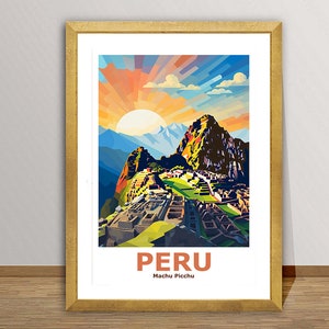 Peru, Machu Picchu Travel Poster by Wed - Inca&#39;s Civilization Memories, New Seven Wonders of the World Poster/ Gift Idea / Wall Decor