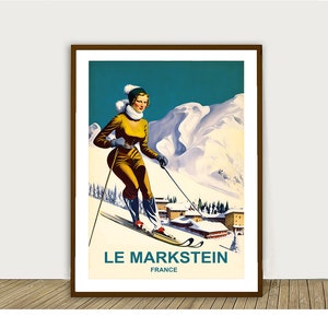 Le Markstein, Vosges, France Vintage Ski Poster by Wed - Sport Ski Poster, Markstein Poster, Wall Decor, Gift Idea