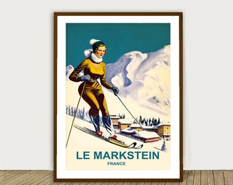 Vintage Le Markstein Ski Poster: French Alps Travel Art