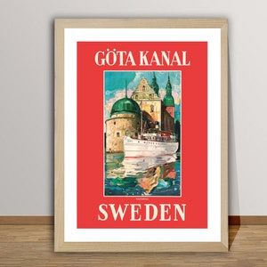 Sweden Göta Kanal  Vintage Travel Poster - Sweden Poster, Travel Sweden, Wall Art, Gift Idea