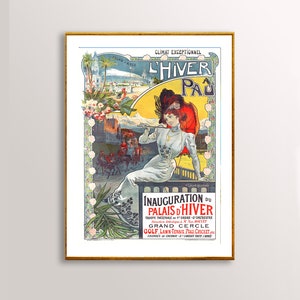 L&#39;Hiver Pau, France Vintage Travel Poster - Poster Paper or Canvas Print / Gift Idea / Wall Decor