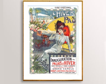 L'Hiver Pau, France Vintage Travel Poster - Poster Paper or Canvas Print / Gift Idea / Wall Decor