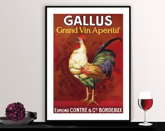 Gallus Grand Vin Aperitif  Vintage Food&Drink Poster by Leonetto Cappiello - Poster Paper or Canvas Print / Gift Idea