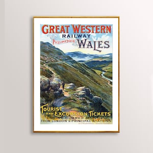 Great Western Railway Wales  Vintage Travel Poster - Poster Paper or Canvas Print / Gift Idea / Wall Decor