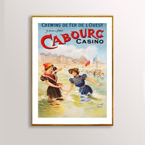 Cabourg  Casino, France Vintage Travel Poster - Poster Paper or Canvas Print / Gift Idea