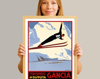 Trofeo Gancia, 4 Disputa Clavieres  Vintage Ski Travel Poster: Winterports Art Print