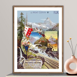 Le Mont Cervin, Zermatt  Vintage Travel Poster - Poster Paper or Canvas Print / Gift Idea / Wall Decor