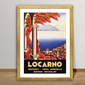 Locarno, Suisse Vintage Travel Poster Poster Paper or Canvas Print / Gift Idea / Wall Decor image 1