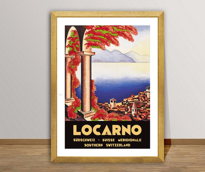 Locarno, Suisse Vintage Travel Poster Poster Paper or Canvas Print / Gift Idea / Wall Decor image 1