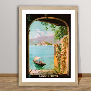 Lago d&#39;Orta Italy Vintage Travel Poster - Poster Paper, Canvas Print / Gift Idea / Wall Decor