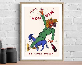 Vintage "Buvez Mon Vin" Kunstdruck: Retro Wein Food&Trink Poster
