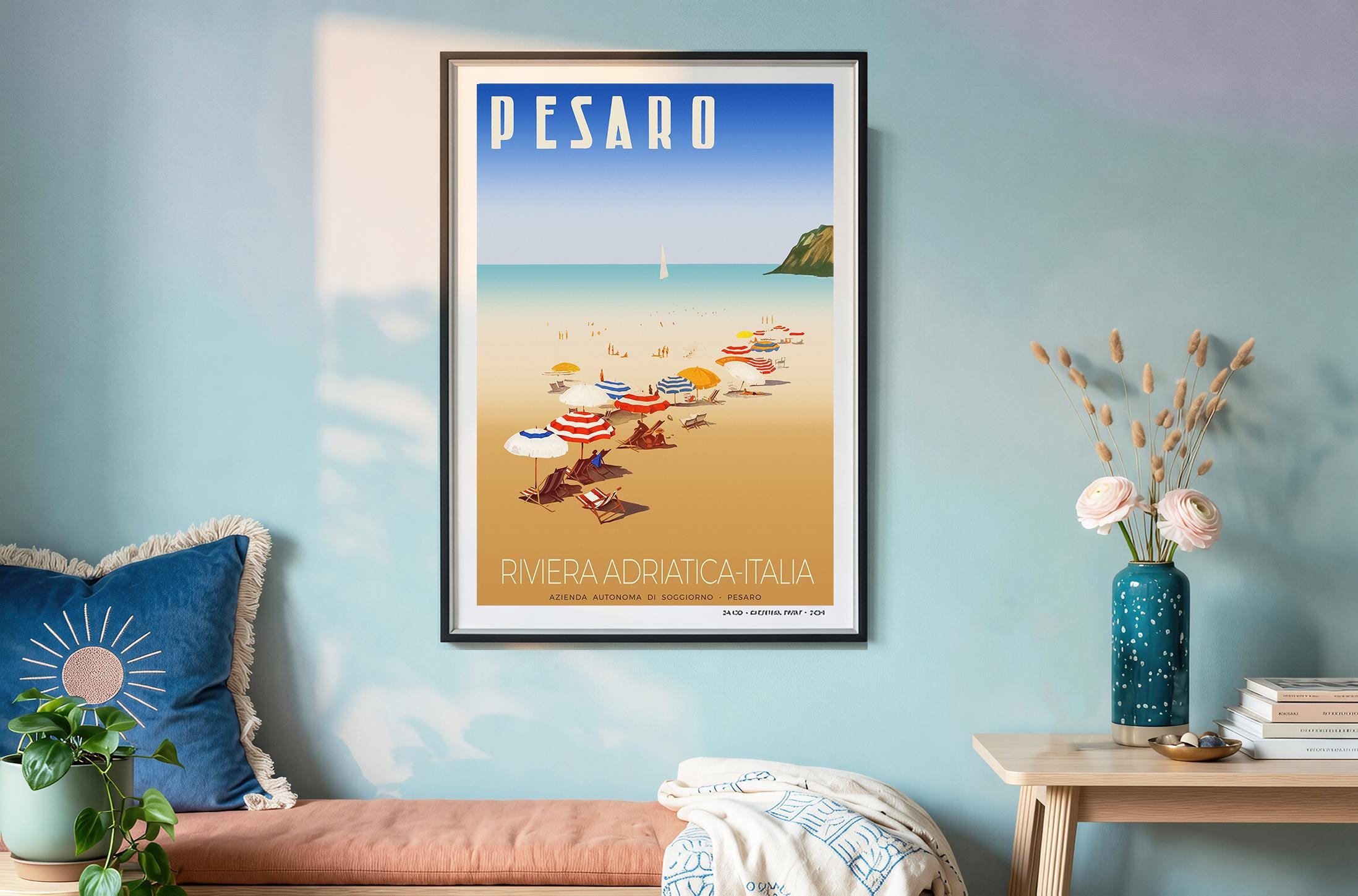 Pesaro Italy Vintage Travel Poster: Riviera Adriatica Giclee Print