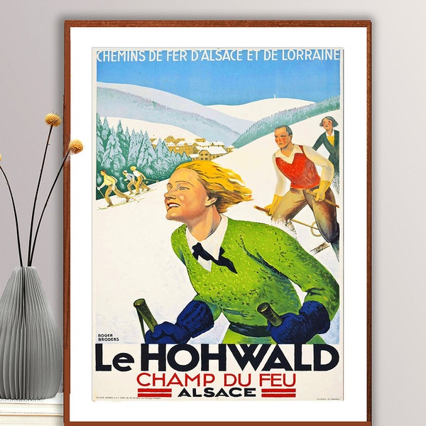 Le Hohwald Champ Du Feu Alsace, France Vintage Ski Poster - Winter Sports Poster, Ski in France, High Quality Print