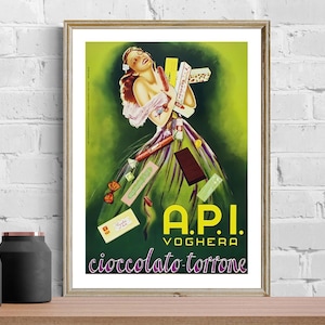 Vintage Italiaanse chocoladeadvertentie (1955) kunstafdruk - reproductie van een retro-kunstwerk, decoratieve doeleinden wanddecoratie