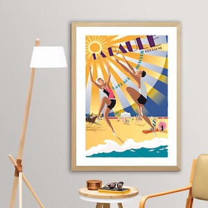 La Baule, La Plage du Soleil, Bretaña, Francia Vintage Travel Poster - Retro La Baule Wall Art / Idea de regalo / Decoración de la pared