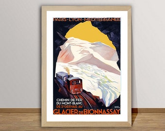 Poster Train Glacier Bionnassay – Affiche Vintage 50x70cm, Qualité HD, PostersAndCo
