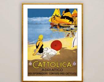 Cattolica Adriatico Italy  Vintage Travel Poster - Poster Paper or Canvas Print / Gift Idea