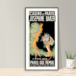 Casino de Paris Josephine Baker La Grande Revue Vintage Celebrity Poster- Poster Paper or Canvas Print / Gift Idea / Wall Decor