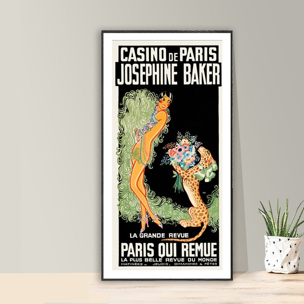 Casino de Paris Joséphine Baker La Grande Revue vintage Celebrity Poster- Poster Paper or Canvas Print / Gift Idea / Wall Decor