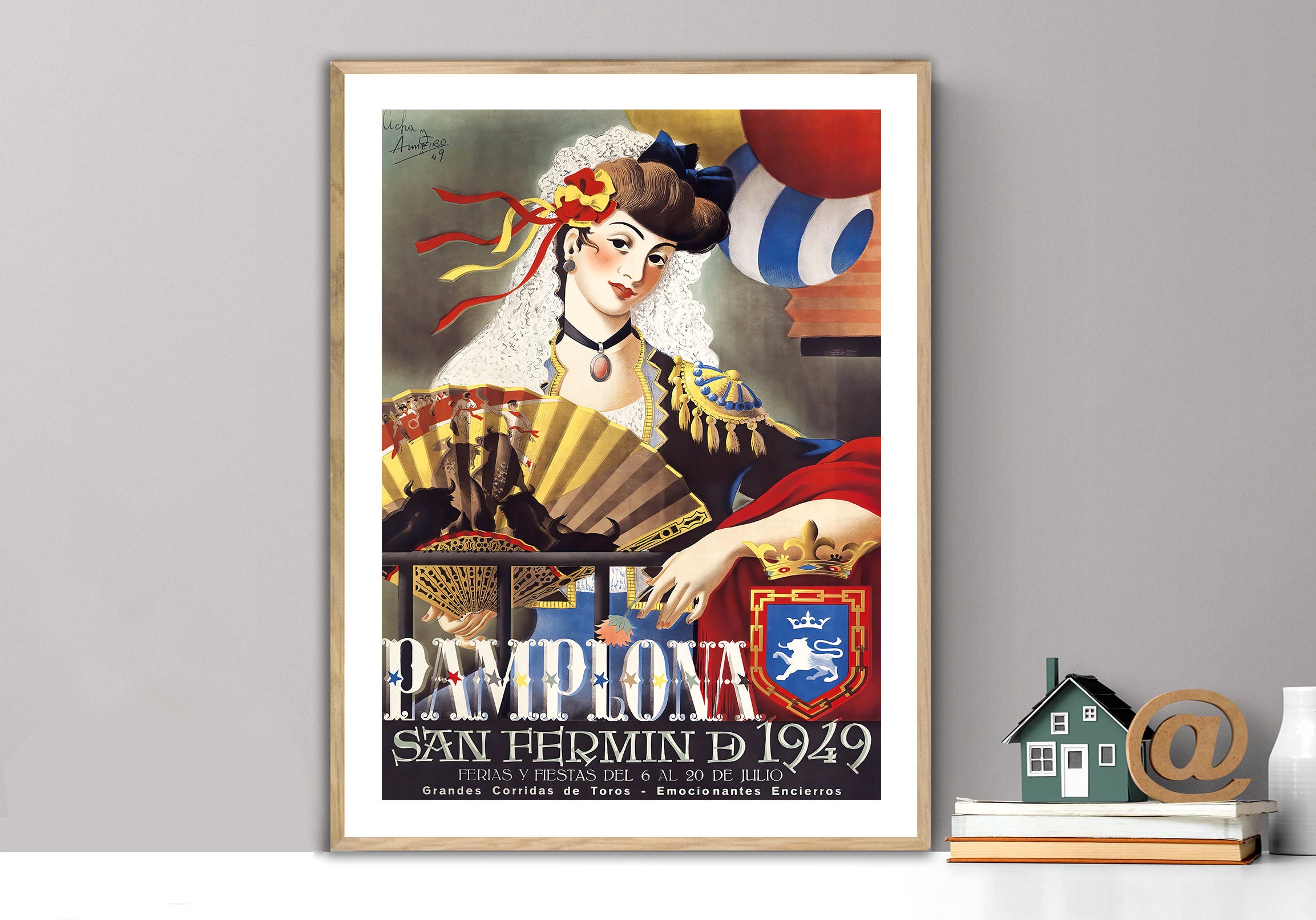 1949 Pamplona San Fermin D Spain Vintage Travel Advertisement Art Poster Print 