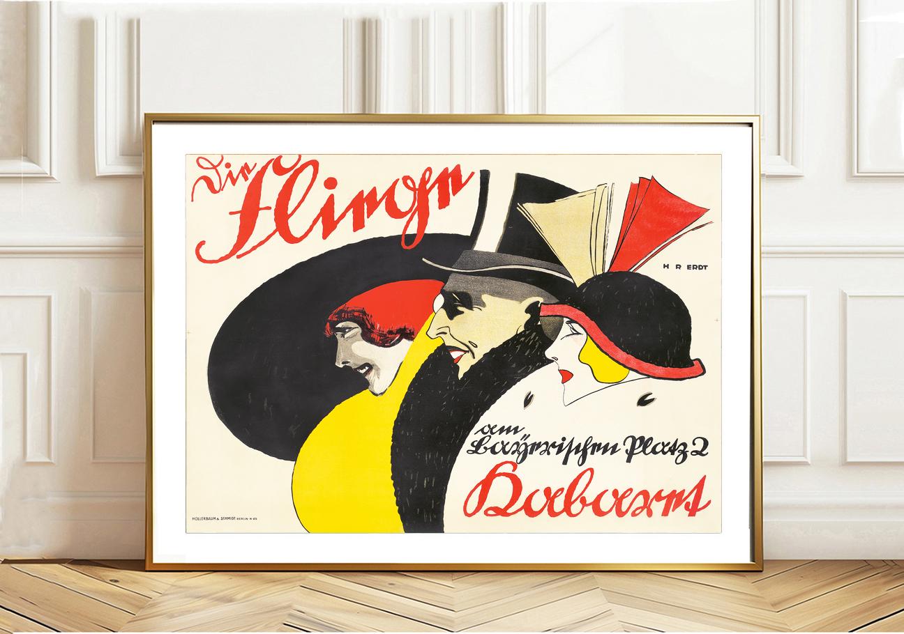 Die Fliege am Bayerischen Platz. 1913 Vintage Entertainment Poster - German Advertisement for the Cabaret / Gift Idea / Wall Decor