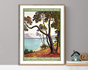 Le Cap Ferret, Entree du Bassin d'Arcachon Vintage Travel Poster - Poster Print of Canvas Print / Gift Idea / Wall Art