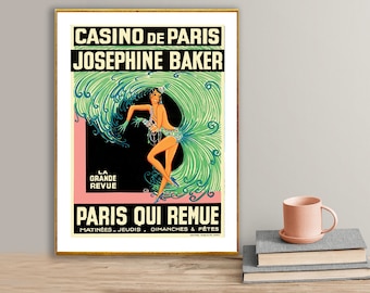 Vintage Josephine Baker, Paris Advertisement Art Print - Reproduction of a Vintage Artwork, Decorative Purposes Wall Decor