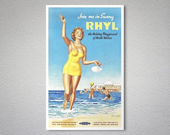 Vintage British Rail Rhyl Holiday Playground Railway Poster A3//A2//A1 Print