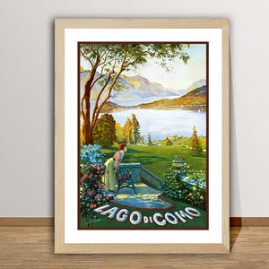 Lago di Como, Italy  Vintage Travel Poster - Travel Art Print / Gift Idea / Wall Decor