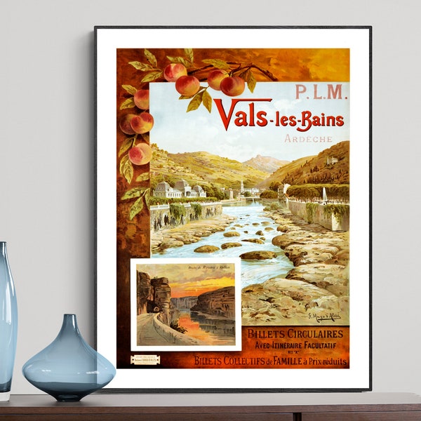 Vals Les Bains, France Vintage Travel Poster - Poster Paper or Canvas Print / Gift Idea
