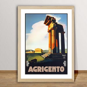 Agrigento  Italy Vintage Travel Poster - Retro Agrigento Poster / Gift Idea / Historical Ruins Wall Art