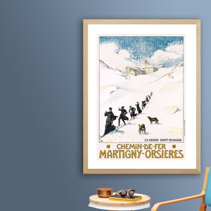 Chemin de Fer Martigny Orsieres, France Vintage Travel Poster - Ski Poster / Gift Idea / Wall Decor