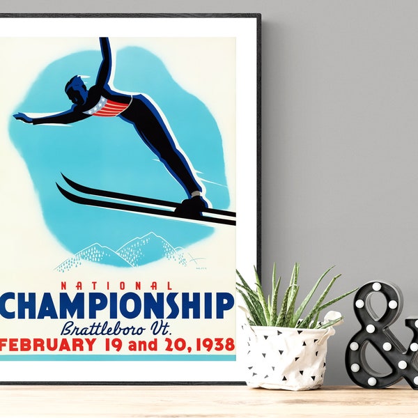 National Championship Brattleboro, Vermont Vintage Travel Poster - Poster Print or Canvas Print / Gift Idea / Wall Decor