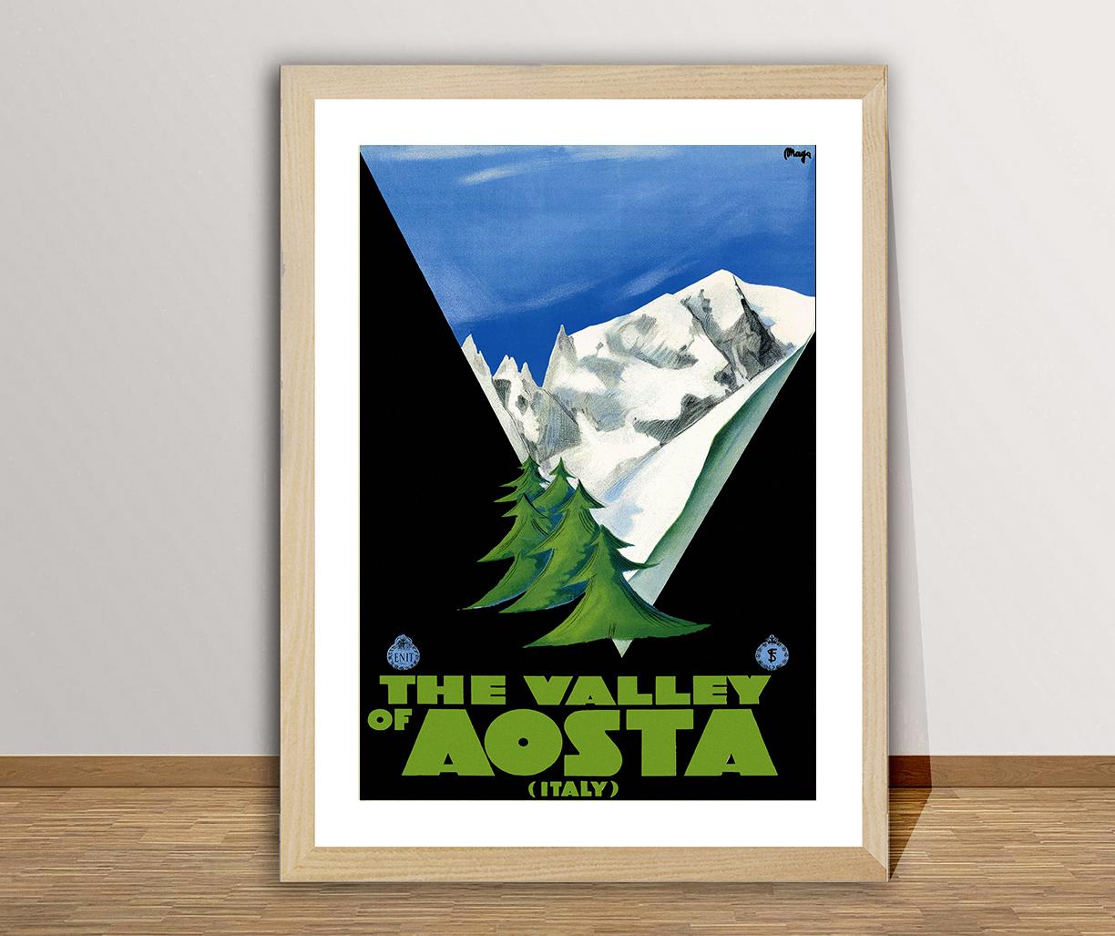The Valley of Aosta, Italy Vintage Travel Poster - Vacation Poster / Gift Idea / Wall Decor