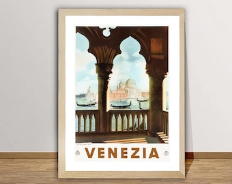 Vintage Venezia Italy Travel Poster: Giclee Print