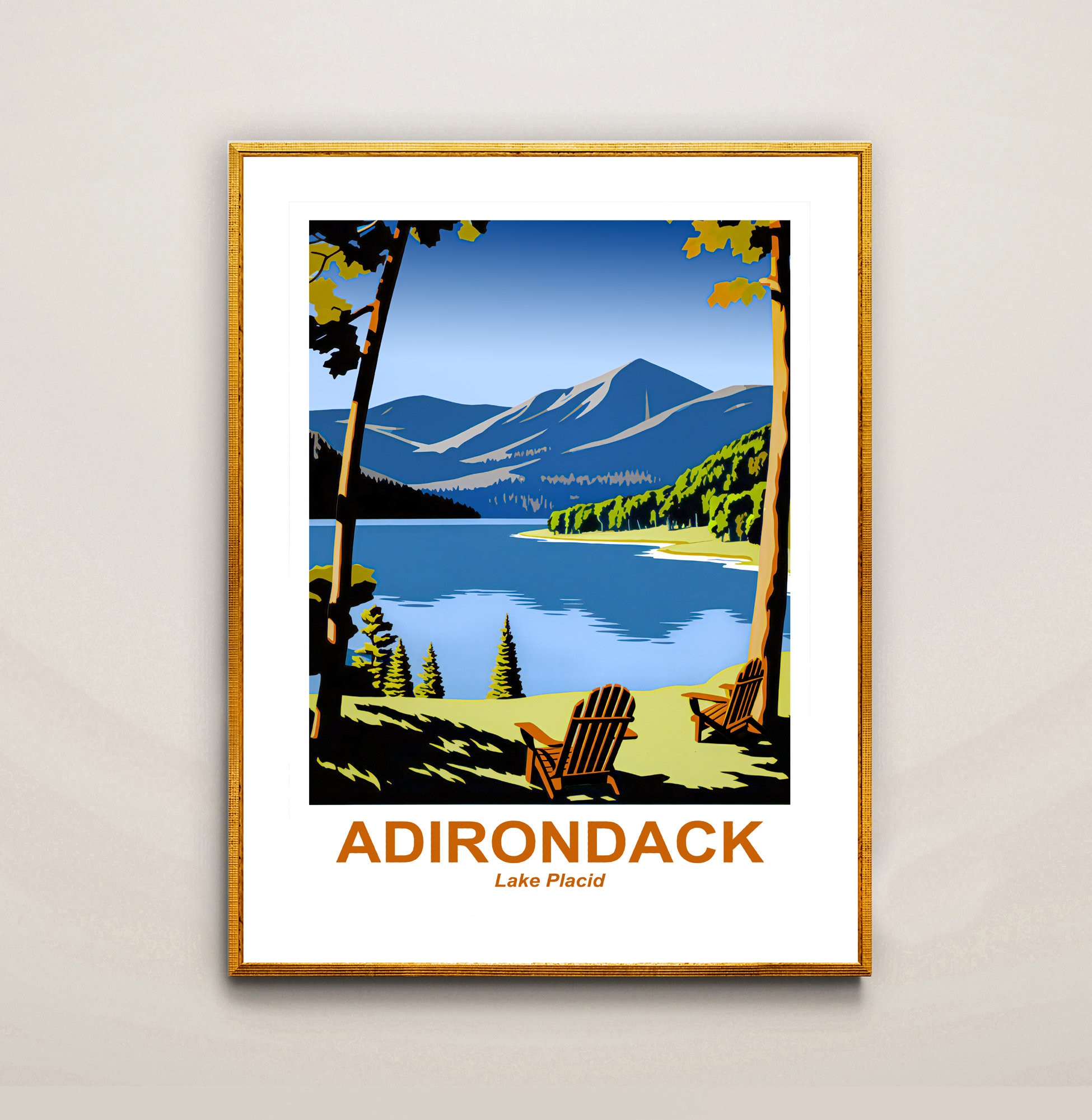 Adirondack Mountains Lake Placid Travel Poster Adirondack pic