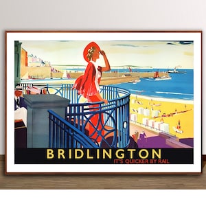 Bridlington, England Vintage Travel Poster - Visit Bridlington, England Poster / Gift Idea / Wall Decor