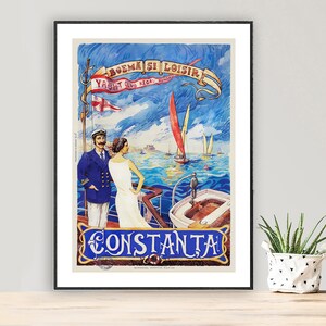 Constanta, Boema si Loisir, Yacht Club Poster di viaggio vintage - Poster su carta o tela stampata / Idea regalo