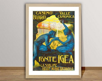 Fonte Igea, Casino Boario, Valle Camonica Italy Vintage Travel Poster - Poster Paper or Canvas Print / Gift Idea / Wall Decor