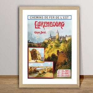 Poster da viaggio vintage del Grand Duche di Lussemburgo - Stampa lussemburghese, Poster del Grand Duche / Idea regalo / Decorazione da parete