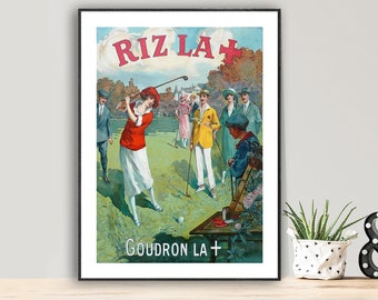 Riz La, Goudron Vintage Sport Poster - Poster Paper, Sticker or Canvas Print / Gift Idea / Wall Art