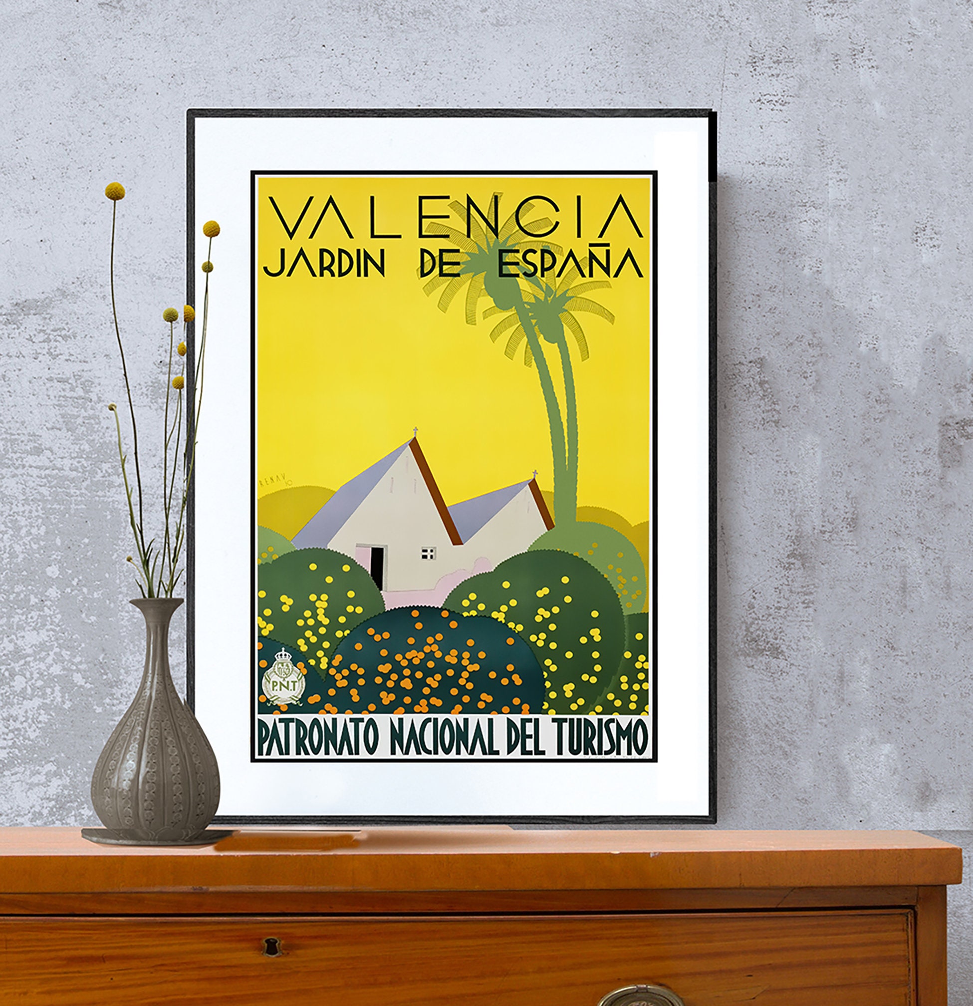Valencia Jardin De Espana Vintage Travel Poster Poster Paper