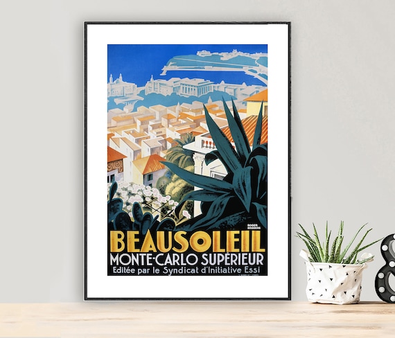 Beausoleil Monte Carlo Vintage Travel Poster: French Riviera Art Print