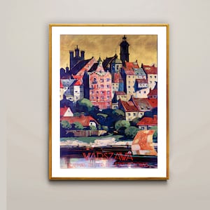 Warszawa, Poland Vintage Travel Poster - Warszawa Poster, Travel Poland Poster, Warsaw Poster, Wall Decor