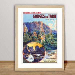 Gorges du Tarn, Chateau de La Caze France Vintage Travel Poster - Retro Gorges du Tarn Print / Gift Idea / Chateau Wall Art