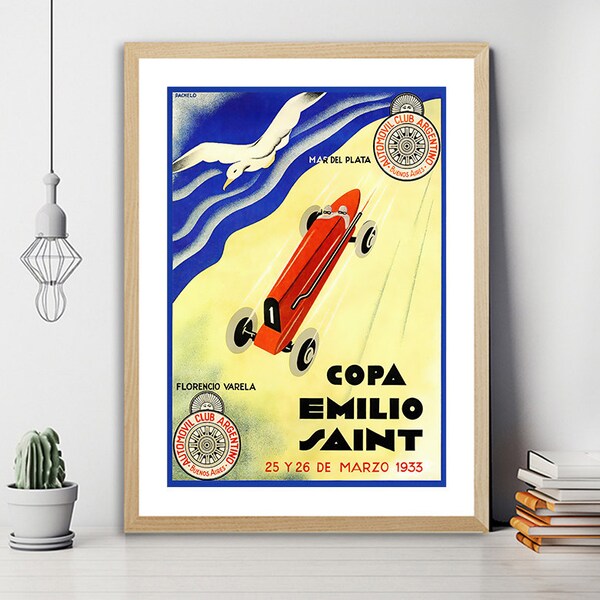 Copa Emilio Saint, Mar del Plata, Argentino 1933 Vintage Grand Prix Poster - Poster Print or Canvas Print / Gift Idea